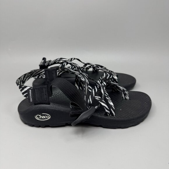 Chaco ZX2 Classic Camo Sandals Strappy Toe Loop White Black Size 7 - Picture 1 of 8